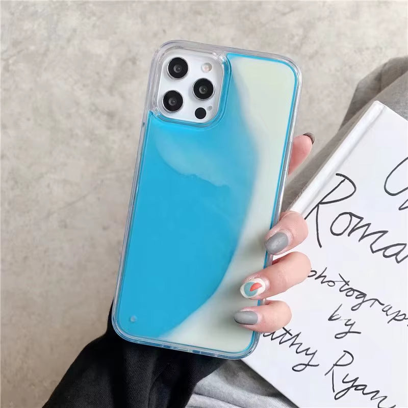 Elegant Luminous Quicksand Phone Case for iPhone 13, 14, 15, and 16 - Dynamic Flowing Glitter Design
