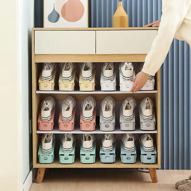 5-Piece Adjustable Double-Layer Shoe Storage Rack - Space-Saving Organizer for Home Cabinets
