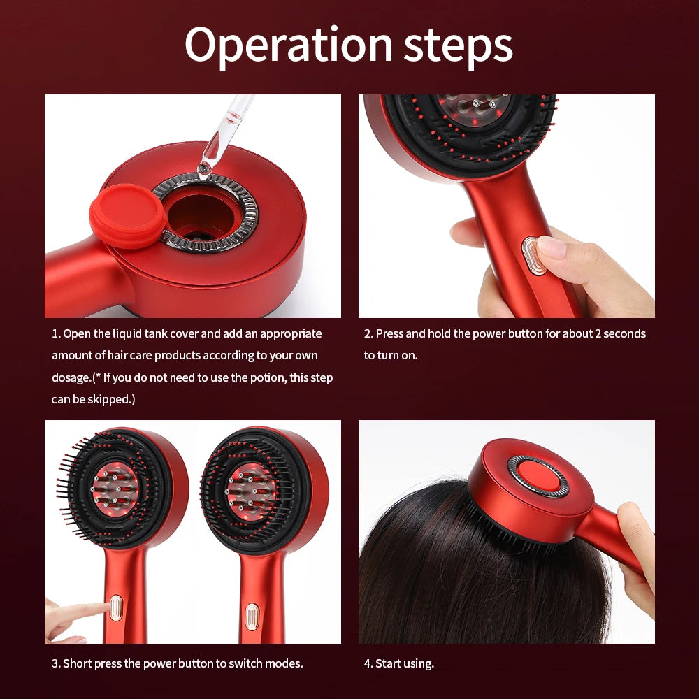 Electric Vibration Massage Comb with Red Light Therapy for Enhanced Hair Growth and Scalp Health