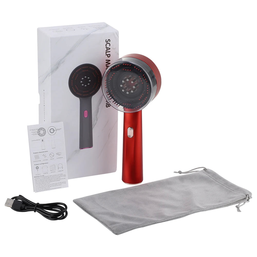 Electric Vibration Massage Comb with Red Light Therapy for Enhanced Hair Growth and Scalp Health