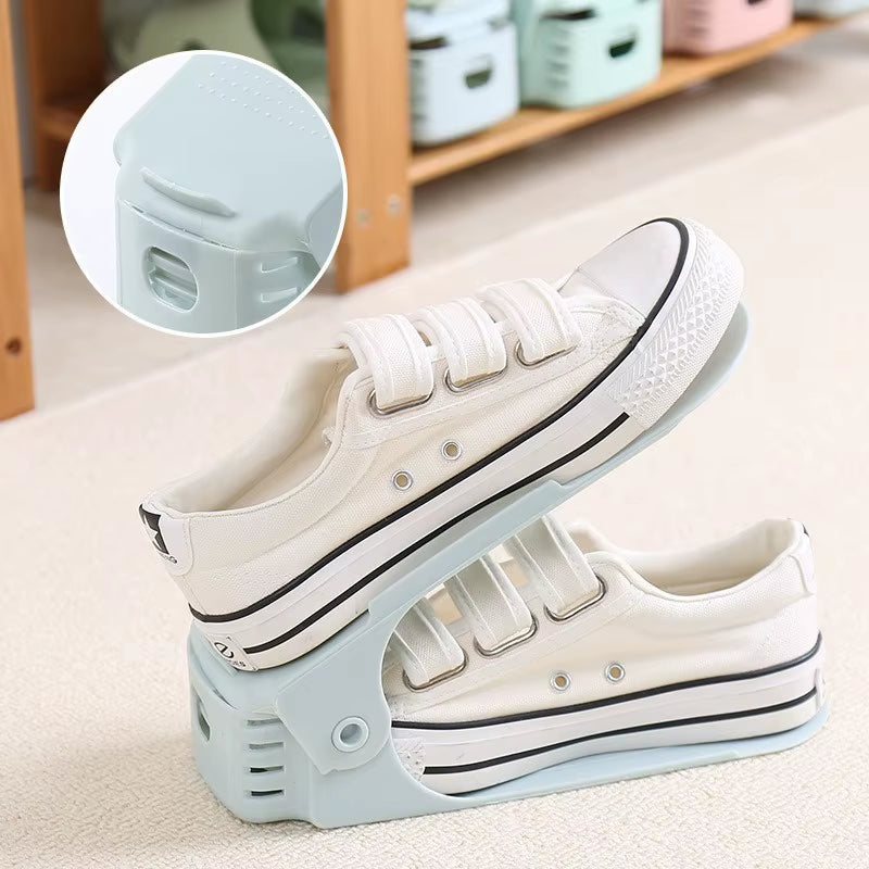 5-Piece Adjustable Double-Layer Shoe Storage Rack - Space-Saving Organizer for Home Cabinets