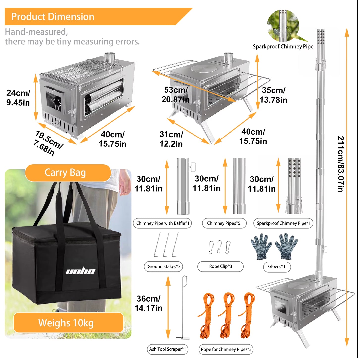 Portable Stainless Steel Wood Burning Stove for Camping and Outdoor Adventures