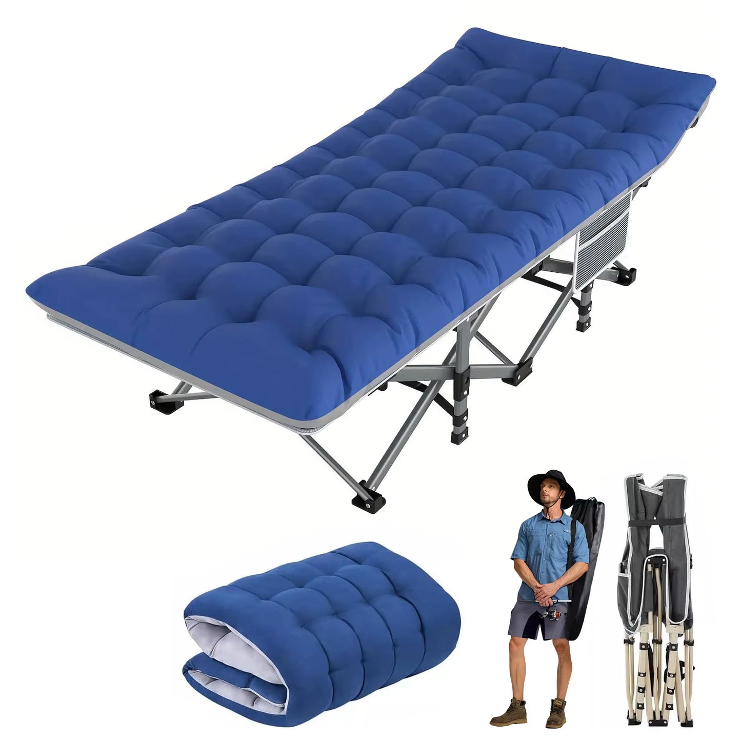 Ultimate Portable Folding Camping Cot - Heavy Duty Outdoor Bed for Adults - Perfect for Camping, Beach, and RV Adventures - Supports Up to 200KG