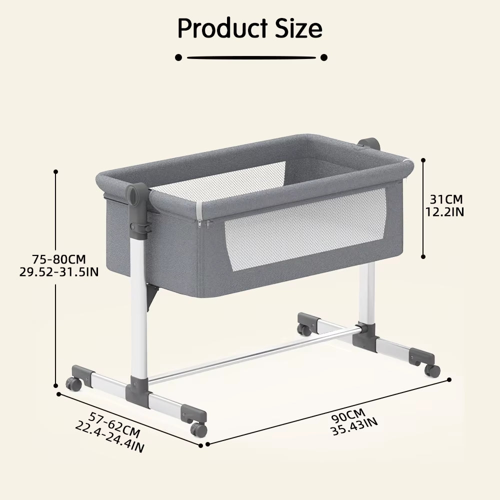 Versatile Bedside Baby Cot with Rocking Feature for Comfortable and Cozy Sleep