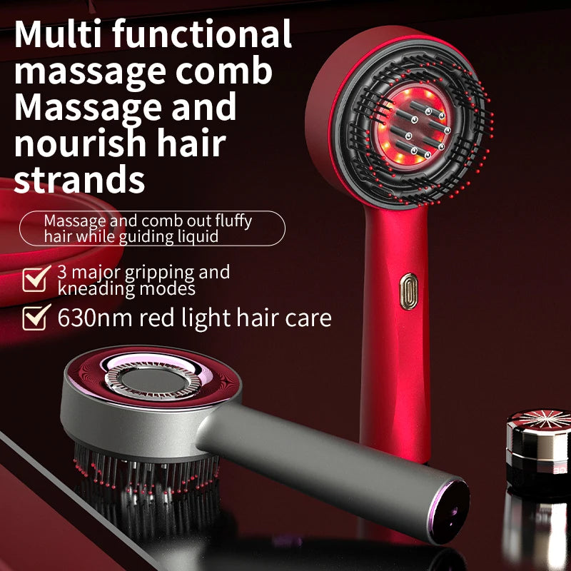 Electric Vibration Massage Comb with Red Light Therapy for Enhanced Hair Growth and Scalp Health