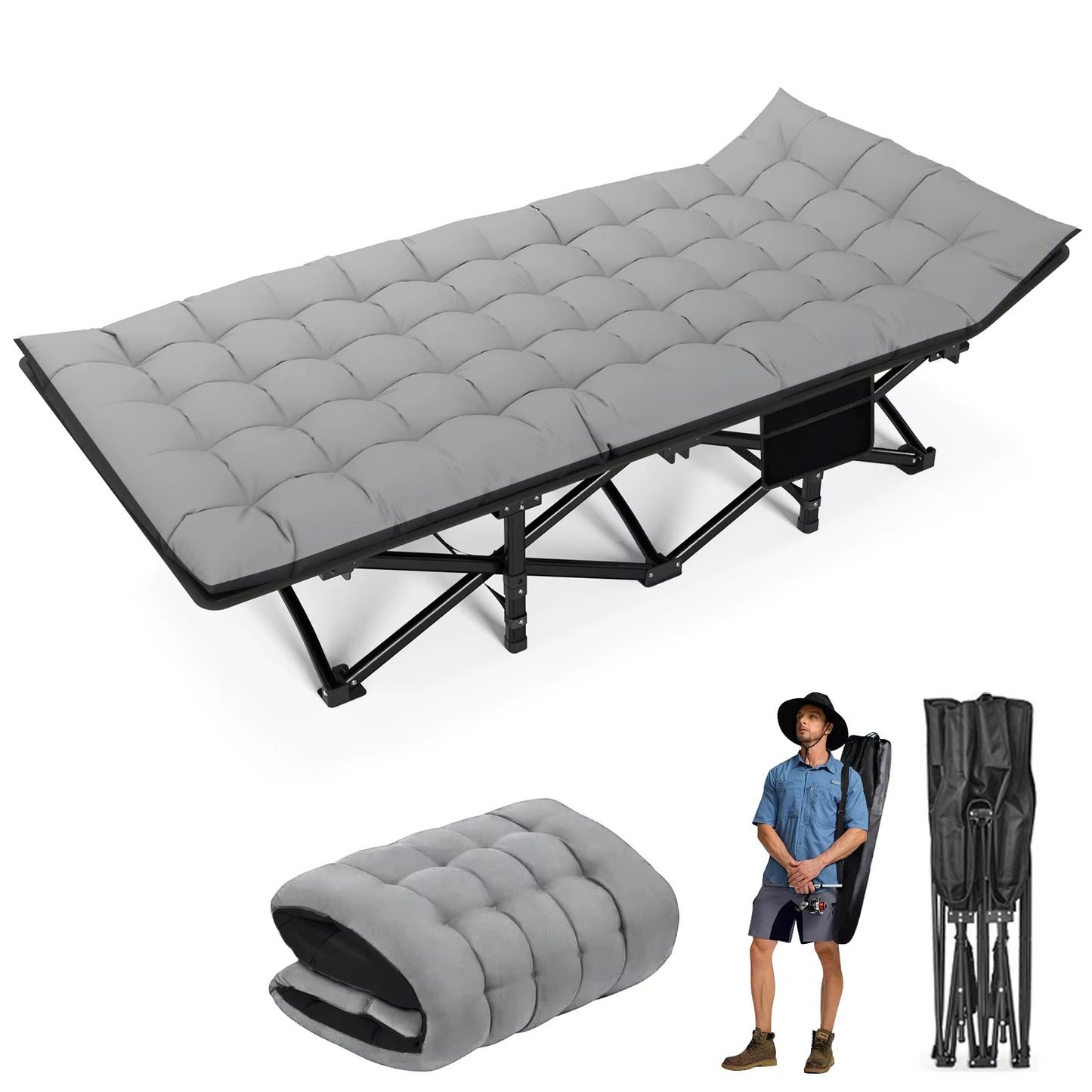 Ultimate Portable Folding Camping Cot - Heavy Duty Outdoor Bed for Adults - Perfect for Camping, Beach, and RV Adventures - Supports Up to 200KG
