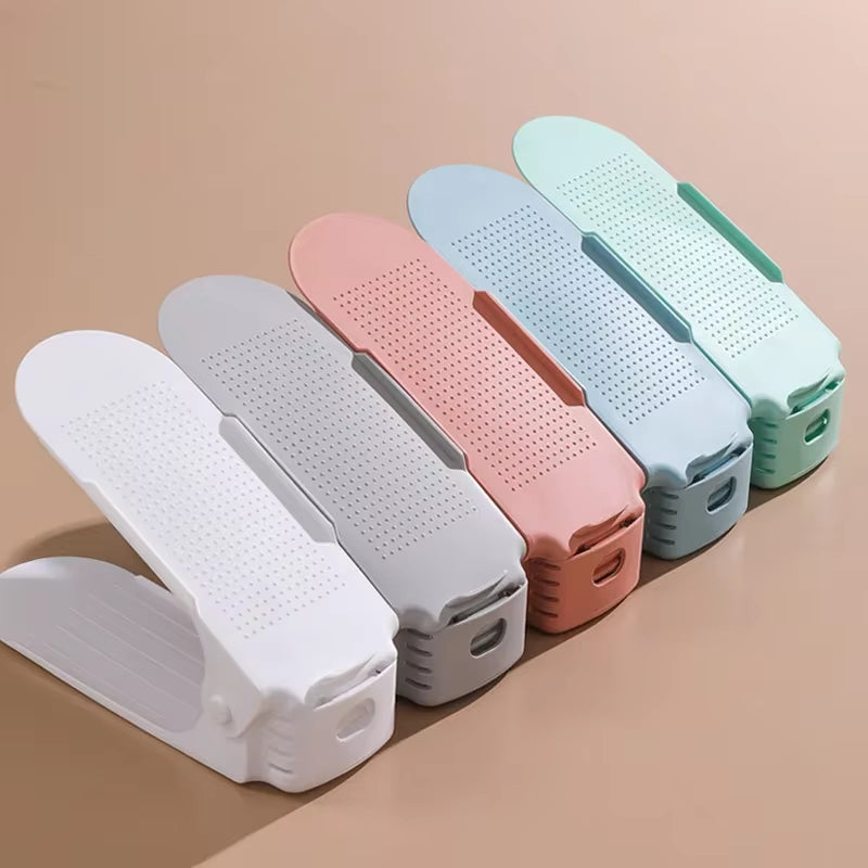 5-Piece Adjustable Double-Layer Shoe Storage Rack - Space-Saving Organizer for Home Cabinets
