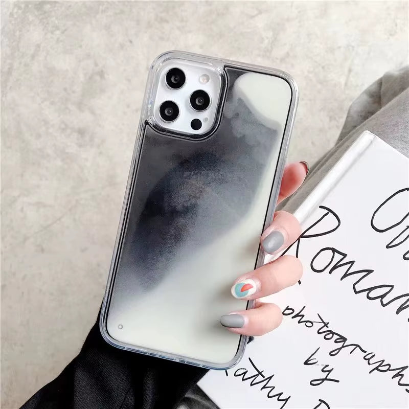 Elegant Luminous Quicksand Phone Case for iPhone 13, 14, 15, and 16 - Dynamic Flowing Glitter Design