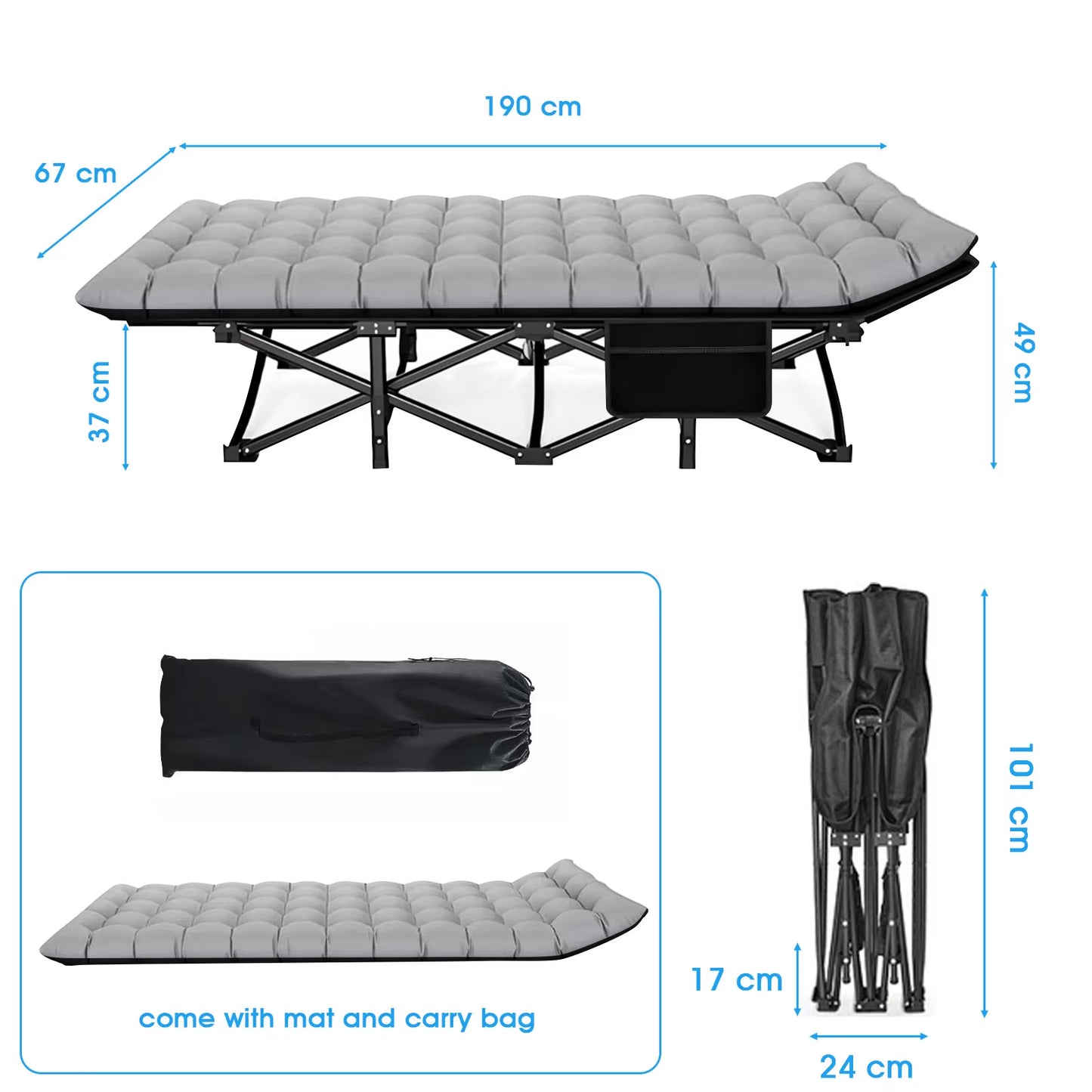 Ultimate Portable Folding Camping Cot - Heavy Duty Outdoor Bed for Adults - Perfect for Camping, Beach, and RV Adventures - Supports Up to 200KG
