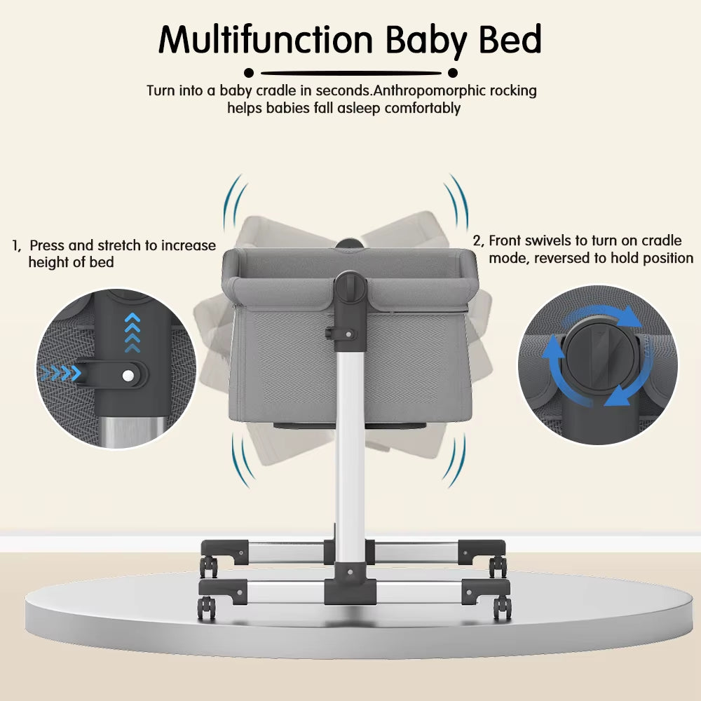 Versatile Bedside Baby Cot with Rocking Feature for Comfortable and Cozy Sleep