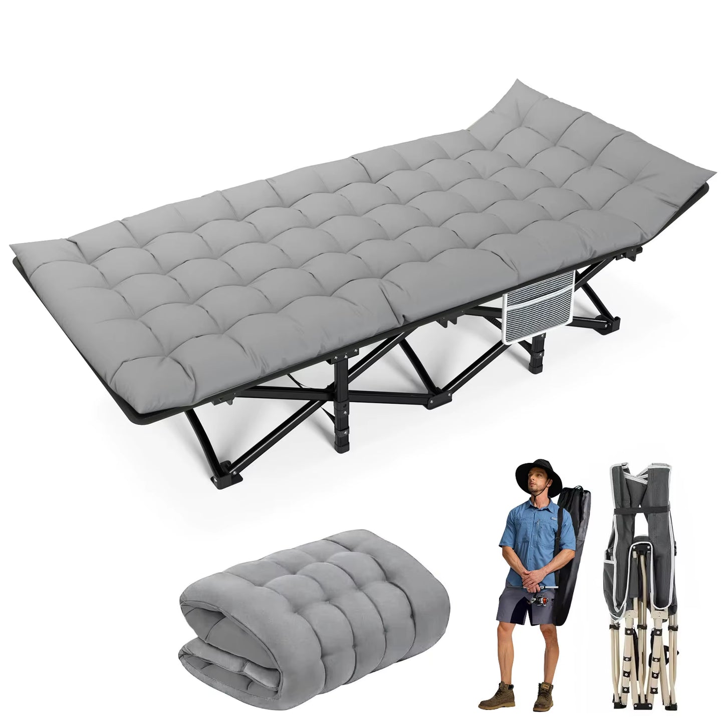 Ultimate Portable Folding Camping Cot - Heavy Duty Outdoor Bed for Adults - Perfect for Camping, Beach, and RV Adventures - Supports Up to 200KG