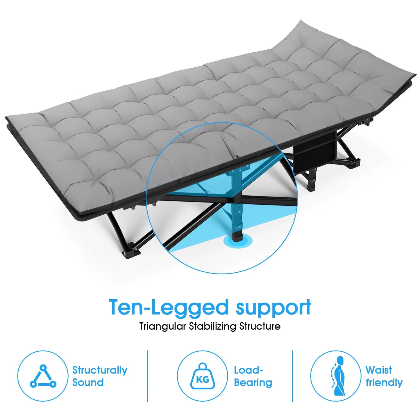Ultimate Portable Folding Camping Cot - Heavy Duty Outdoor Bed for Adults - Perfect for Camping, Beach, and RV Adventures - Supports Up to 200KG