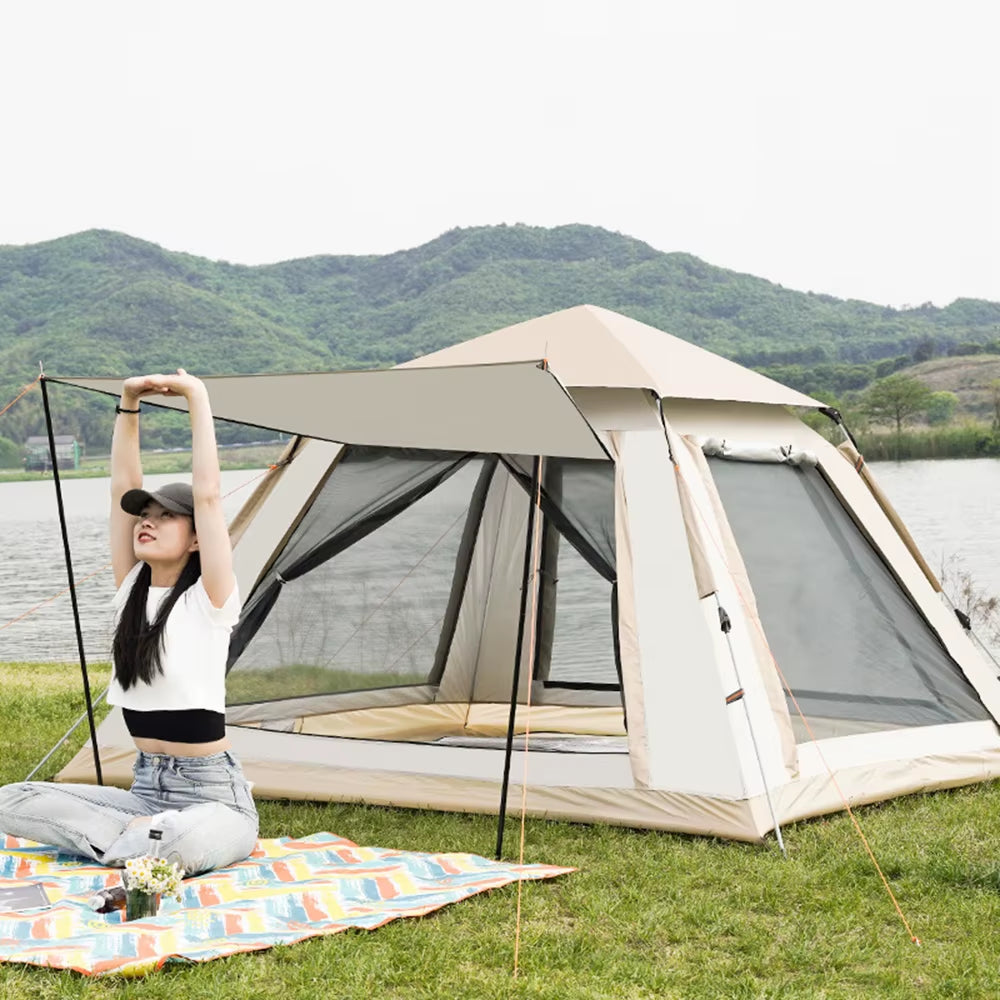 Instant Pop-Up Trekking Tent for Family Adventures - Easy Setup, Spacious & Durable