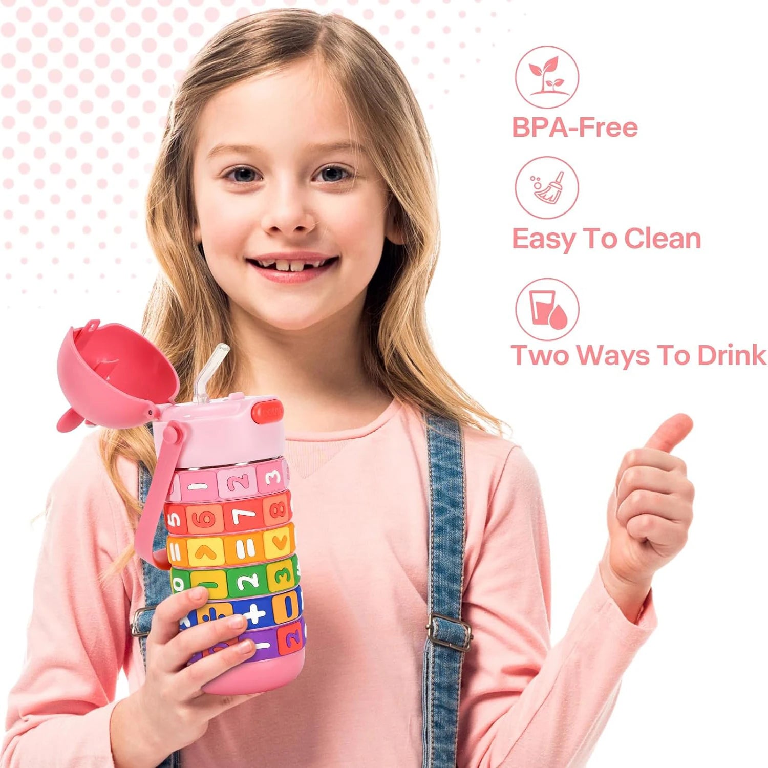 MathMug™: Premium Insulated Kids Water Bottle with 360° Leak-Proof Design and Fun Learning Features