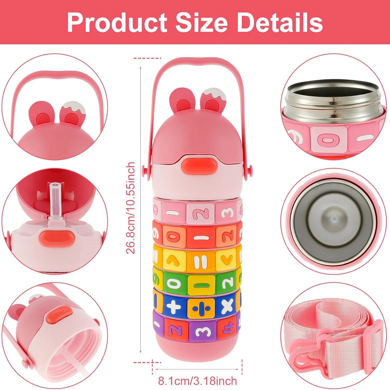 MathMug™: Premium Insulated Kids Water Bottle with 360° Leak-Proof Design and Fun Learning Features