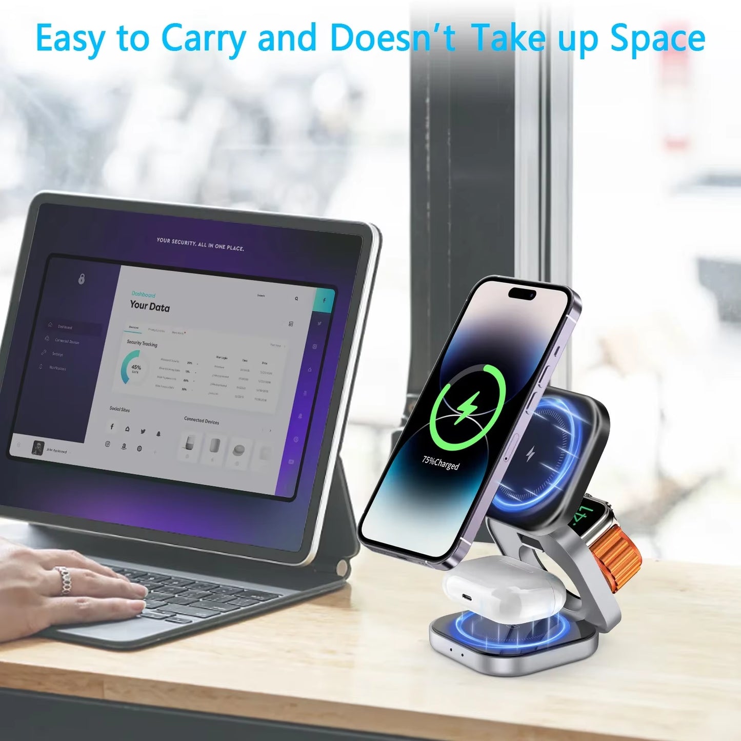 3-in-1 Magnetic Wireless Charging Station for Phone, Watch, and Earphones - Fast and Convenient Power Solution