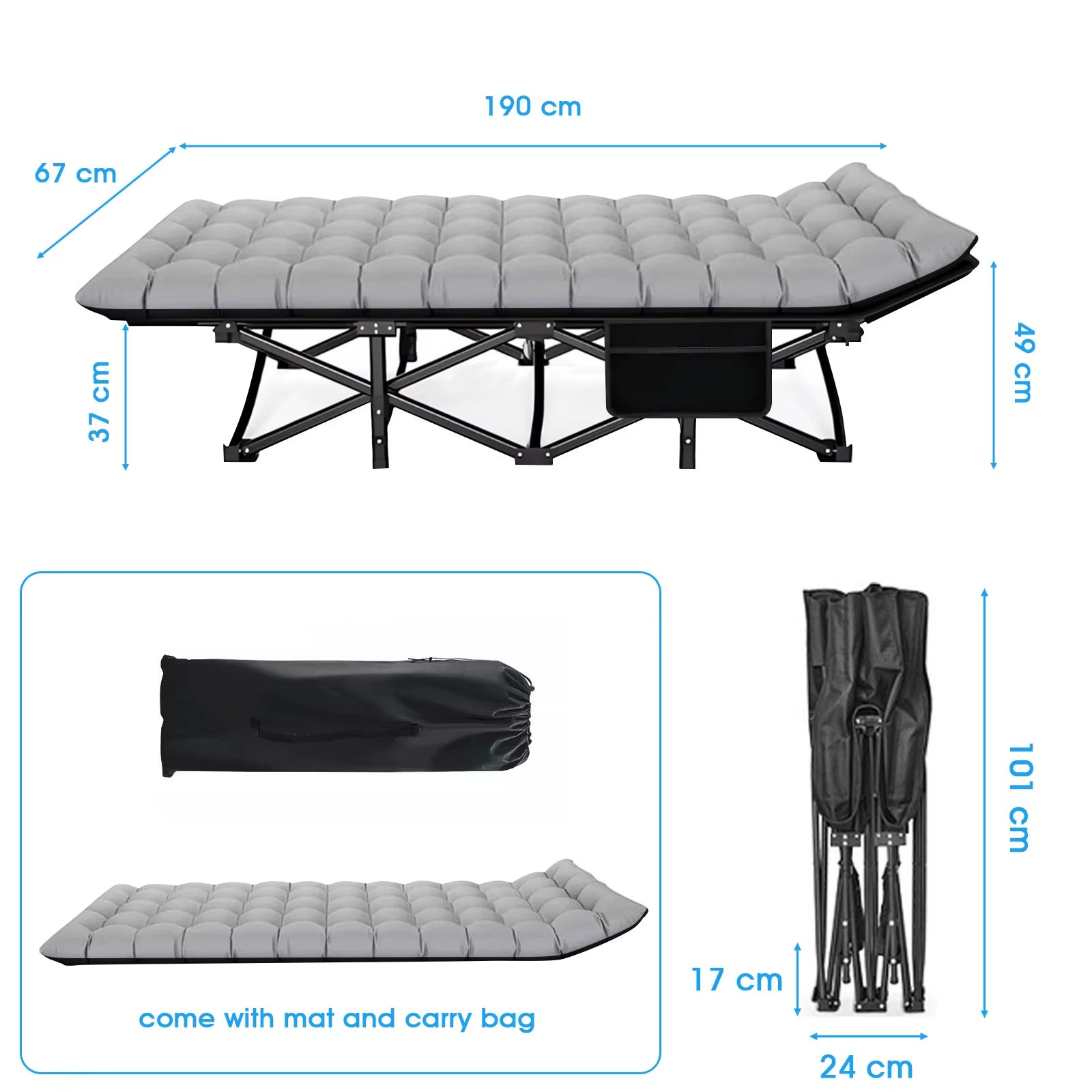 Ultimate Portable Folding Camping Cot - Heavy Duty Outdoor Bed for Adults - Perfect for Camping, Beach, and RV Adventures - Supports Up to 200KG
