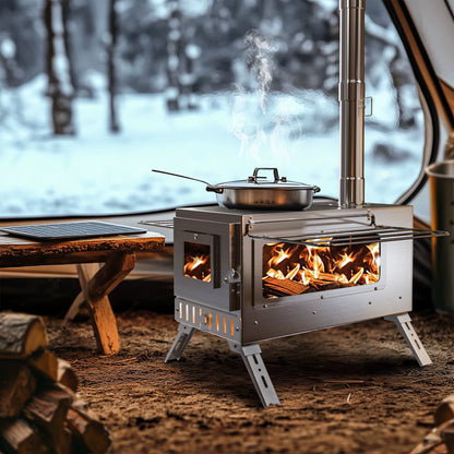 Portable Stainless Steel Wood Burning Stove for Camping and Outdoor Adventures